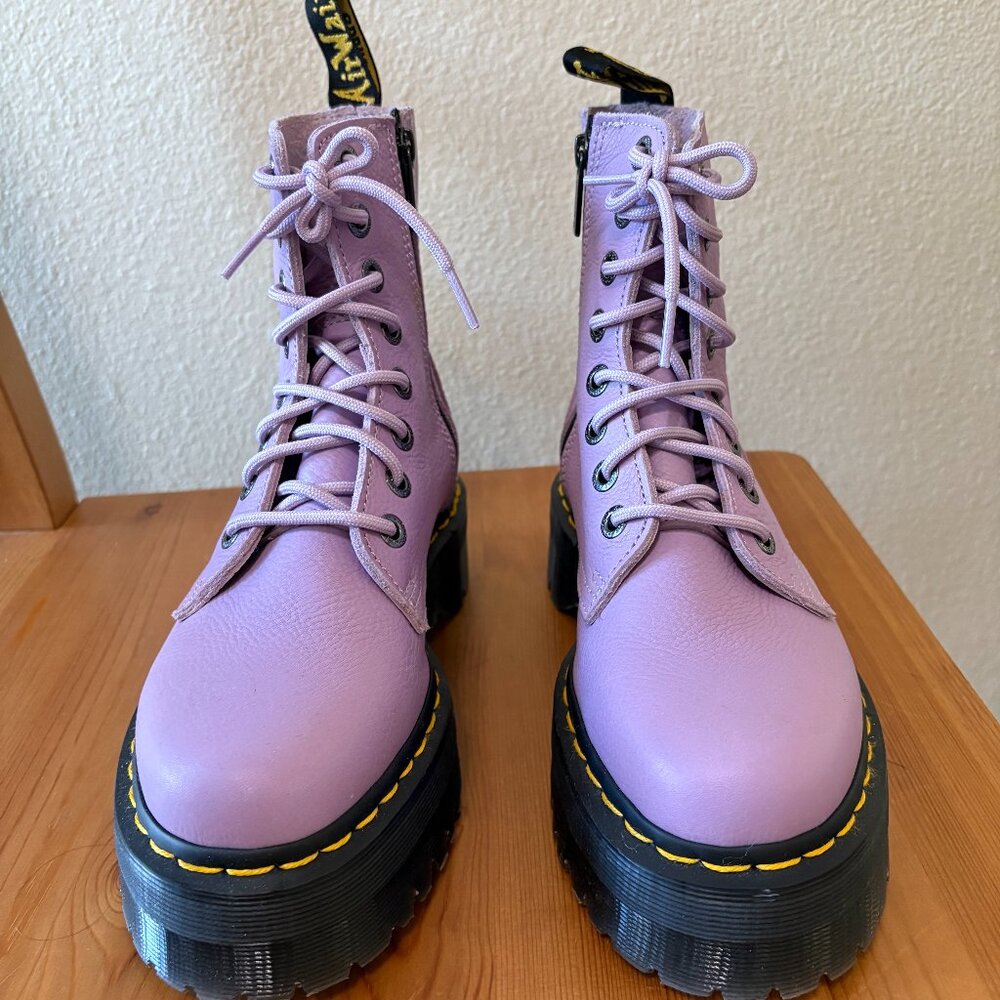 Dr. Martens Jadon III Lilac Pisa Leather Platform Combat Boots W Size 8